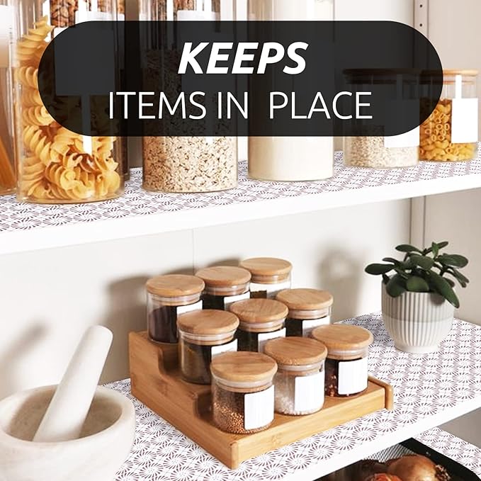 RAY STAR 18X96 Inch Shelf Liner for Kitchen Cabinets, Non-Adhesive Cabinet Liner Washable, PVC Drawer Liner for Dresser Non-Slip Bathroom (Circle)(9 Roll)