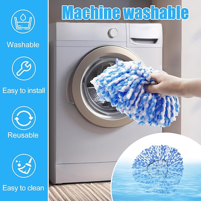 Mop Heads Replacements for Ocedar, Mop Replace Head for O Cedar, Mop Heads for O Cedar, Mop Replace Head for Cedar, Mop Heads for O Cedar Spin Mop Include 2 Pack Mop Refills & 2 Pack Scrubber Mop Head