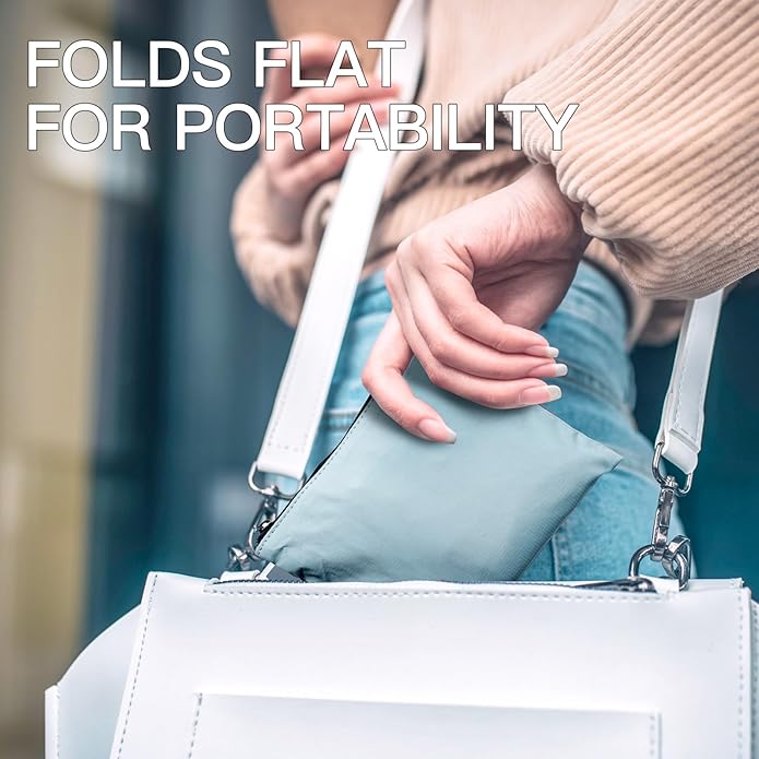 Lightweight Foldable Nylon Crossbody Bag, Stylish Compact Polyester Packable Totes, Simple Collapsible Handbag for Travel, Gym, Sports, Everyday Use - Gray, Gifts for Christmas