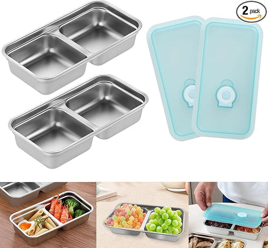 Obfuscate Stainless Steel Snack Containers,Reusable Snack Containers with Lids,Snack Box and Lunch Container for Office and Travel 2Pcs