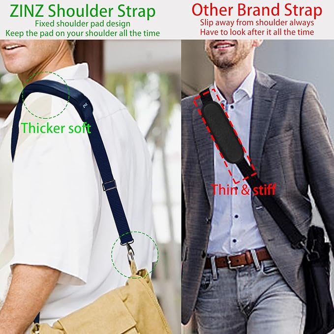 ZINZ Shoulder Strap 58" Ultra-Thick Fixed Padded and Adjustable Buckles Crossbody Strap for Briefcase Laptop Bag Luggage