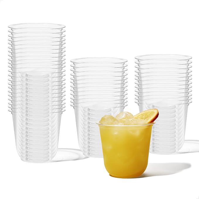 TOSSWARE NATURAL 12oz Arc - Plant Based 98mm Clear Cold Cups - Plastic Alternative for Parties, Bachelorettes, Weddings - Recyclable - Set of 100