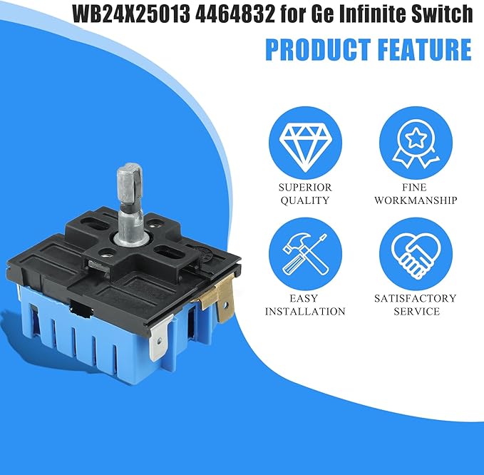WB24X25013 Infinite Control Switch Replace for GE Range, 191d4774p005 Control Switch, Replacing Models 191d4774p005,4464832,AP5999509,WB24X25013 Electric Range