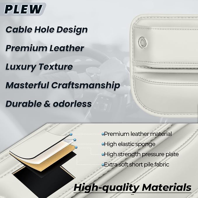 PLEW 2-Packs Car Seat Gap Filler, Premium Leather Console Organizer Universal Fit for Car SUV Truck Multi-Purpose Essentials Organizer - Anti-Drop Auto Interior Accessories (Macchiato Beige