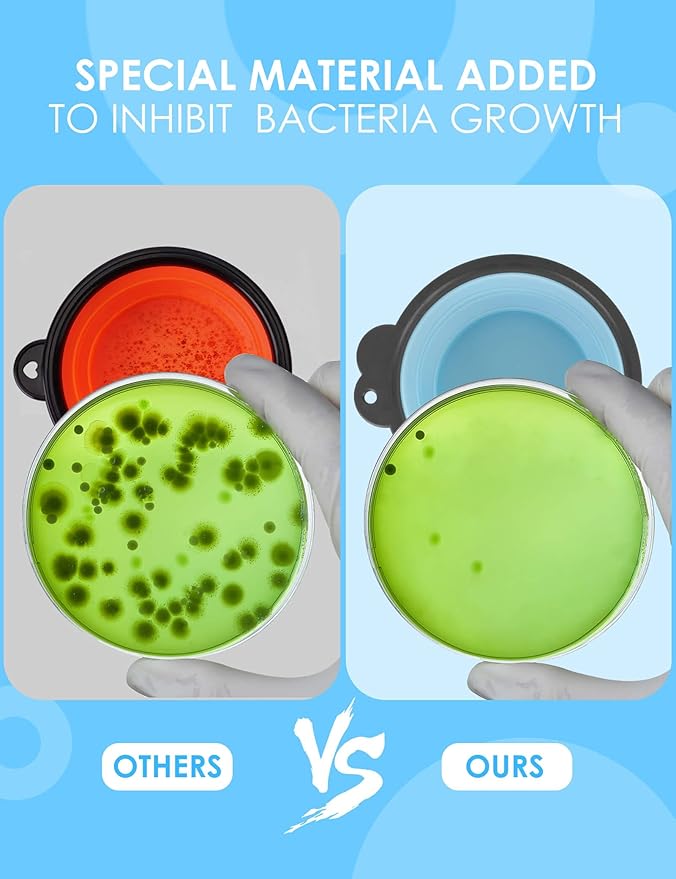 Aonkey Collapsible Dog Bowls with Bottle Carrier, 2 Pack Travel Dog Water Bowl Upgraded Carabiner, One-Piece Molded Rim No Fall Off or Crack 37oz, Blue & Green