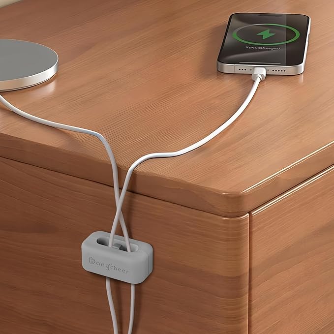 8 Pack Dual-Slot Silicone Cord Cable Clips with Strong Nano Adhesive Cable Organizer Press-to-Lock Design Desktop Wire Management for Home, Office, Car, Desk, Nightstand (White-8Pack)