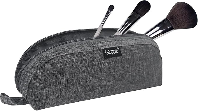 Gloppie Portable Makeup Brush Bag - Compact and Durable Small Cosmetic Case for Daily and Travel Use, Grey
