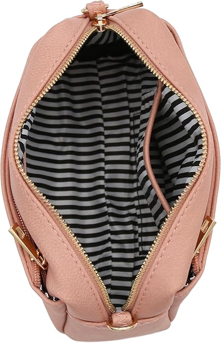 FashionPuzzle Triple Zip Small Crossbody Bag