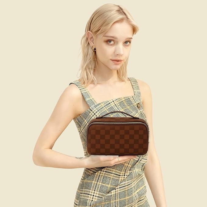 Travel Makeup Bag,Large Capacity Cosmetic Bags for Women,Waterproof Portable Pouch Open Flat Toiletry Bag Pattern Makeup Bag