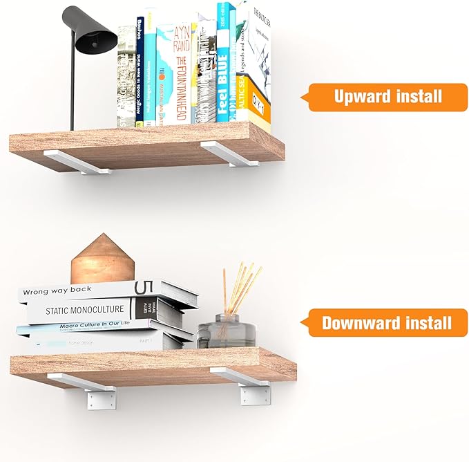 Floating Shelf Brackets 6 inch 8 Pack L Brackets for Shelves White Metal Heavy Duty Shelf Bracket for DIY Decorative with Mounting Hardware