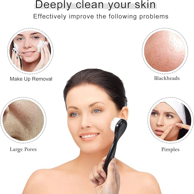 3 Pcs Facial Cleansing Brush, Useekoo Manual Face Brushes for Cleansing and Exfoliating, Face Scrubber to Massage, Deep Pore Exfoliation, Makeup Remove and Skin Care with Soft Bristles