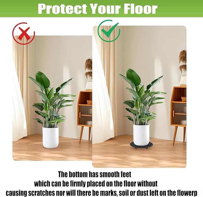 QTLCOHD 8 Pcs Plant Riser, 8 Inch Black Pot Elevators for Plants, Plastic Plant Stand Indoor Outdoor