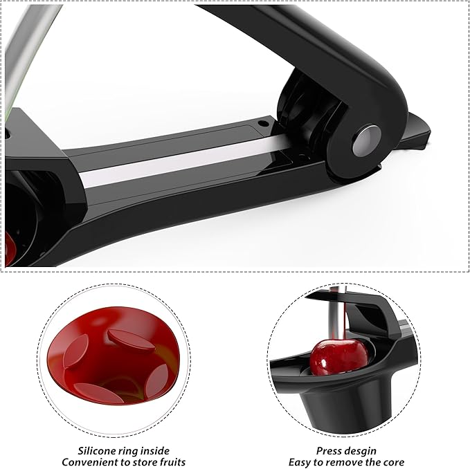 Cherry Pitter - Makmzoon Cherries Corer Cherry Remover Stainless Steel Cherry Pitter Tool for Making Cherry Jam(Black)