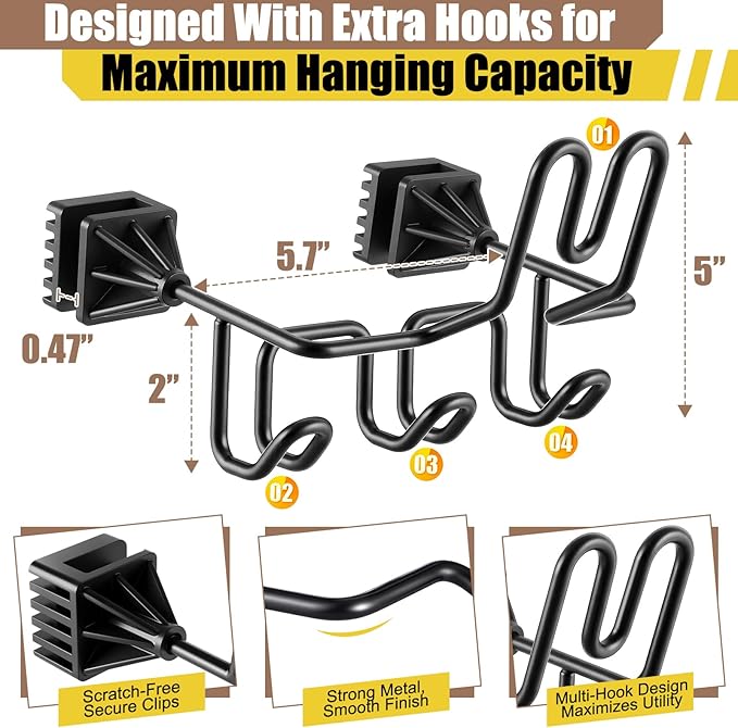 Enhon Hard Hat Holder for Truck, Car Holder Organizer with 3 Hooks for Safety Helmet, Caps, Jacket & Tool Bag, Hard Hat Accessories for Men & Women – Patent Pending(Black,1 Pcs)