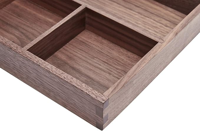 pandapark Wood Organizer Tray, Black Walnut, Desk & Drawer Storage Box (Walnut Master)