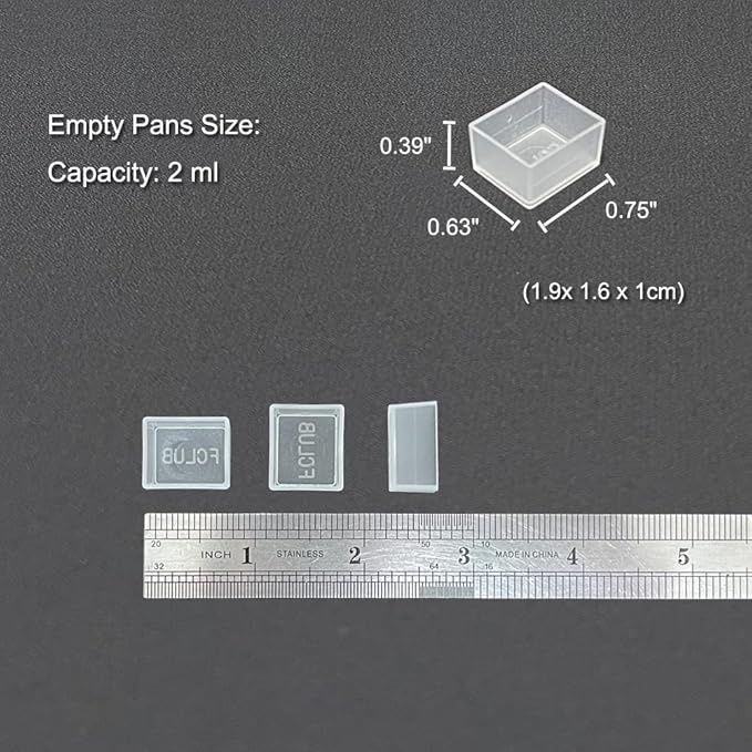 150Pcs Transparent Plastic Empty Watercolor Half Pans – 2ML Capacity, Refillable Paint Pans for DIY Solid Watercolors, Gouache – Fits Metal Watercolor Tins & Travel Palette Box