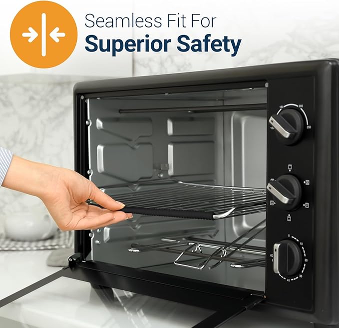 Silicone Oven Rack Shields by Linda’s Essentials (2 Pack) | Heat Resistance Silicone Oven Rack Protectors Guards Against Burns and Scars | 22 Inches Long (Black)