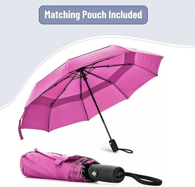 Mr. Pen- Windproof Travel Umbrella, Small Water-Resistant Automatic Folding Umbrella for Rain and Sun, Light, Compact and Portable for Women & Men, Fits Car & Backpack