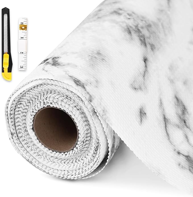 Drawer and Shelf Liner for Kitchen Cabinet,Non-Adhesive Cabinet Liner 18in x 10FT,Waterproof Shelf Paper Non-Slip Mats Cupboard Liners Contact Protect Dresser/Shelves/Table-Marble