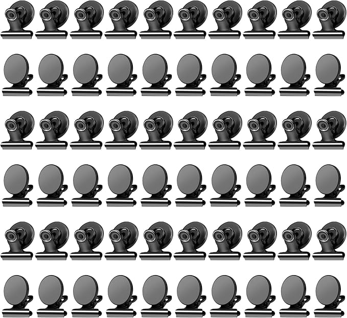 VNDUEEY Strong Magnetic Clips, 60 Pack Refrigerator Magnets Fridge Magnets, Magnetic Clips for Whiteboard Magnet Metal Clip Classroom Cruise Ships, Heavy Duty Clip Magnet for Locker Girls(Black)