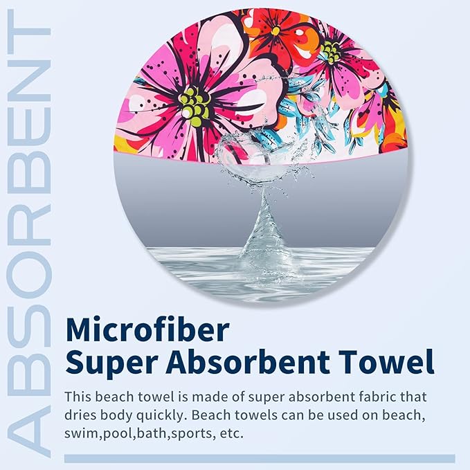 TwoYek Microfiber Thin Beach Towel Lightweight 71x32 inch Oversized Extra Large Sand Free Towels Fast Dry for Travel Pool Camping Sports Beach Accessories Vacation Essential Gift
