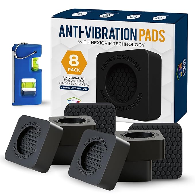 Anti Vibration Pads for Washing Machine and Dryer (Set of 8) - Universal Washer Anti Vibration Pads with HexiGrip™ - Washing Machine Accessories & Leveling Pads – Vibration Dampening Mat