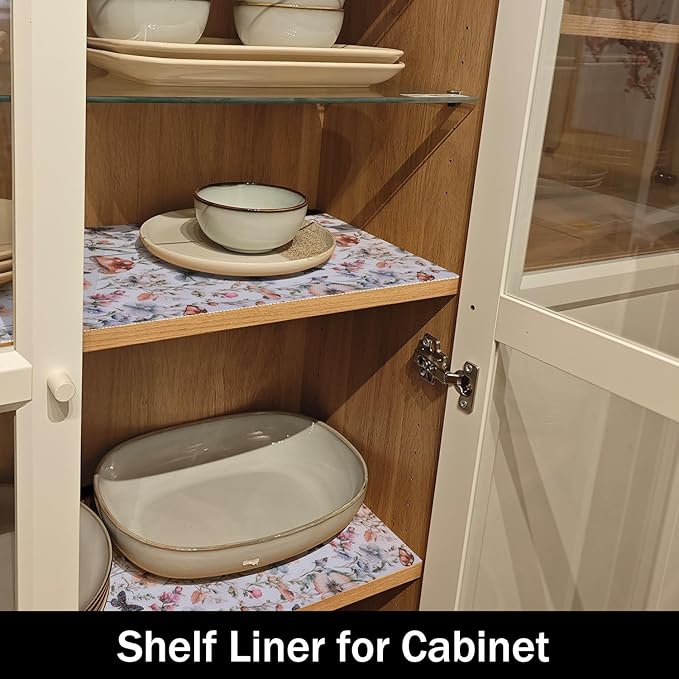 Mushroom 24IN x 10FT Shelf Liners Non-Adhesive and Strong Non-Slip Shelf and Drawer Liners for Kitchen Cabinet Wire Fridge, Waterproof Shelf Drawer Liner, Easy to Clean