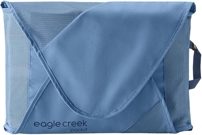 Eagle Creek Pack-It Reveal Garment Folder - Travel Garment Bag with Compression Wings to Maximize Luggage Space - Convenient Top Handle - Quick Drying Material - Blue Dawn - Large