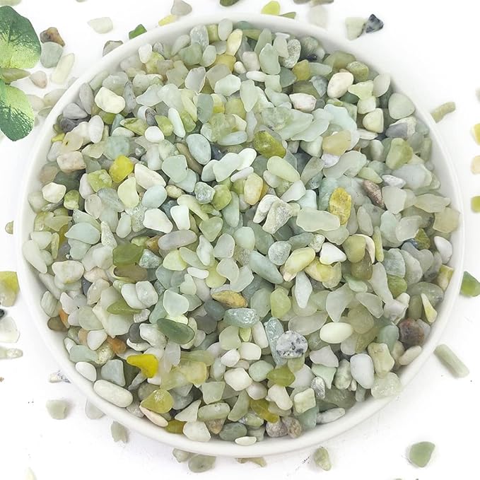 YISZM 2LB Succulent and Cactus Pebbles, 1/5 Inch Jade Natural Decorative Polished Stones, River Rocks for Indoor Plants, Vases, Planters and Outdoor Gardening