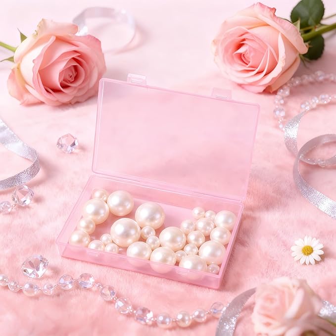 LJY 6 Pieces Rectangular Empty Mini Plastic Organizer Storage Box Containers with Hinged Lids (7.1 x 4.3 x 1.2 inch, Pink)