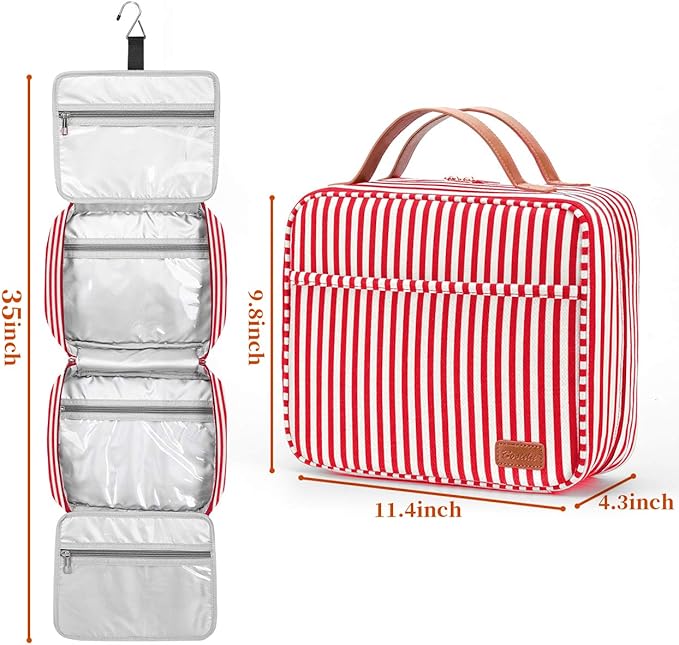 Bosidu Hanging Travel Toiletry Bag, Large Capacity Cosmetic Travel Toiletry Organizer for Women with 4 Compartments & 1 Sturdy Hook, Perfect for Travel/Daily Use/Christmas