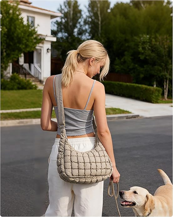 BAGSMART Quilted Crossbody Bag for Women, Lightweight Puffer Purse for Travel, Daily Use & Work | Water-resistant, Puffy Shoulder Bag, w/ Adjustable Strap, Light & Comfortable, Hands-free Bags, Travel Essentials