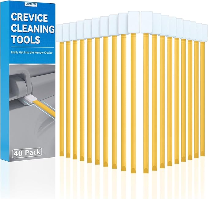 Lumkew 40pcs Crevice Cleaning Brush Tool, Disposable Toilet Brush for Toilet Seat Gaps, Crack and Crevice Cleaner Tool (Orange)