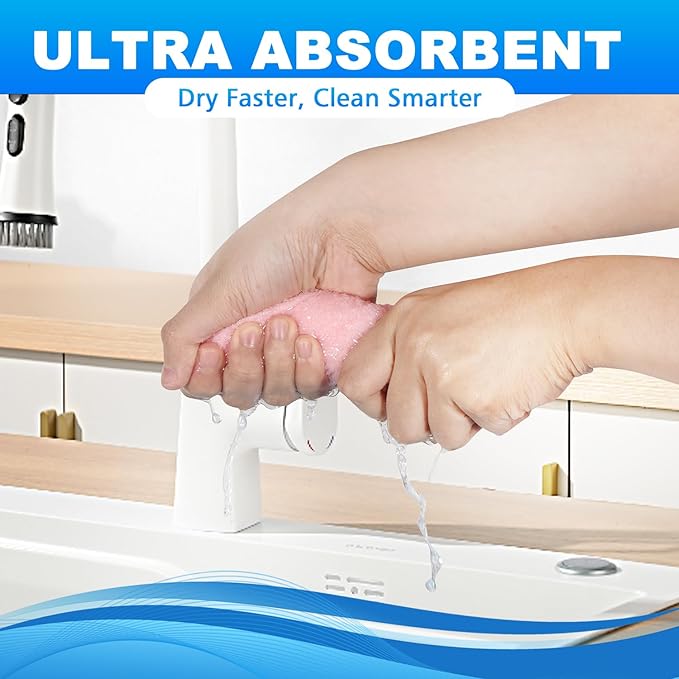 10 Pack Microfiber Wash Cloth, 10x10 Inch Highly Absorbent and Soft Feel Fingertip Towels, Machine Washable Washcloths for Bathroom, Gym, Hotel, Spa and Kitchen, Multicolor