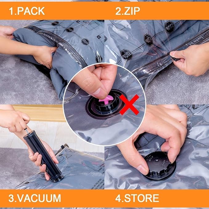 16 Pack Travel Vacuum Bags for Luggage, Carry-on Size Vacuum Seal Bags for Luggage and Suitcase Compression, Space Saver for Clothes and Clothing Organization