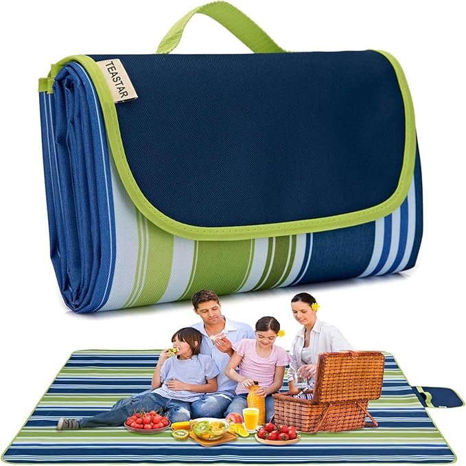 Picnic Blankets Extra Large Beach Blanket Waterproof Sandproof Outdoor Blanket for Grass Sand Free Beach Mat Picnic Mat Foldable 80" X60 for Camping, Hiking Travel Sand Park