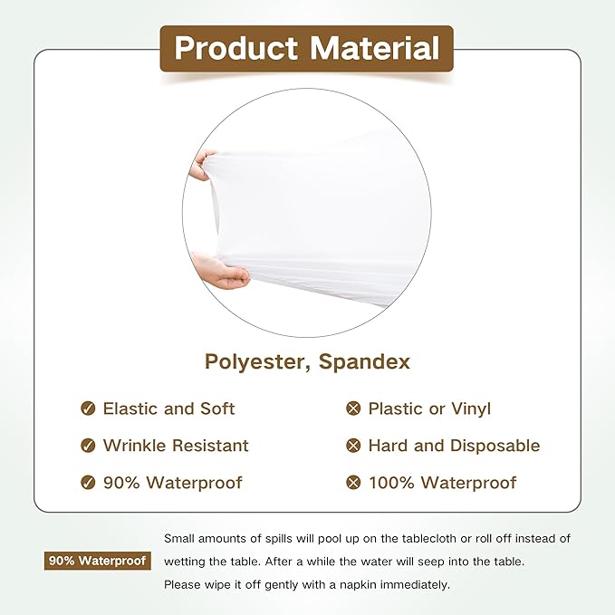 Round Fitted Table Cover Elastic Tablecloth 5ft Stretch Spandex Table Top Cover for Dining Indoor Outdoor Party White 60 Inch