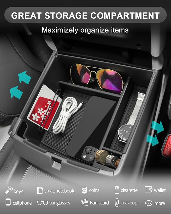 CDEFG for 2025 2026 Kia Carnival Center Console Organizer Tray 2022-2025 2026 Kia Carnival LX LXS EX SX SX Prestige Accessories Middle Console Organizer 2025 Carnival Armrest Storage Box