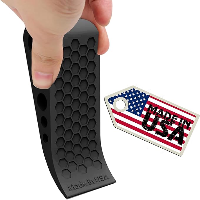Door Stoppers for Bottom of Door Premium Floor Rubber Door Stop Wedge Made in USA Heavy Duty Honeycomb Design for Carpet, Tile, Ideal for Home, School, Commercial,Grey