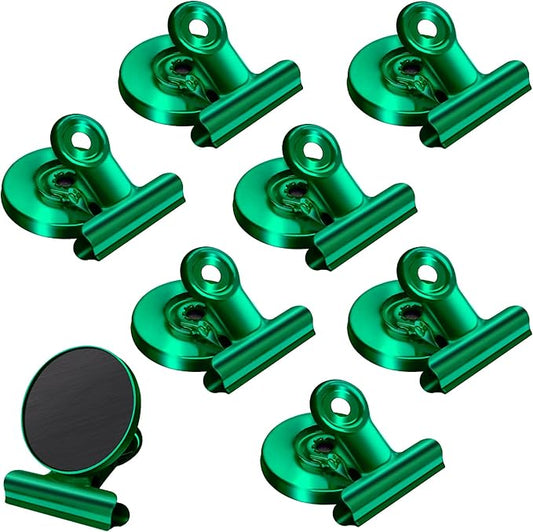 8 Pack Refrigerator Magnets Fridge Magnets Magnetic Clips Perfect for Refrigerator Whiteboard Magnets Photo Displays Home School Use Heavy Duty Magnetic Clips (Green)