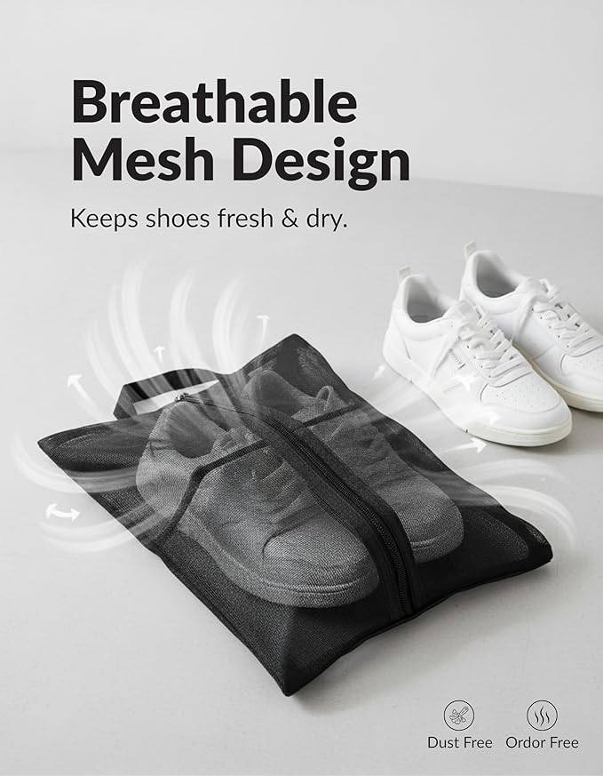 Travel Shoe Bag with Mesh & Zipper – Polyester TPU Sneaker Organizer, Portable Dustproof Storage & Laundry Wash Bag for Men’s and Women’s Shoes
