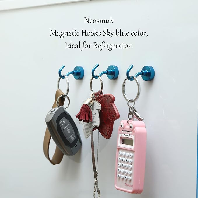 Neosmuk Magnetic Hooks, Cruise Ship Essentials, 30lb+ Heavy Duty Magnetic Hooks for Cruise Cabins, Refrigerator, Grill, Hanging, and Travel | Extra Strong Must-Have Magnet Hook, RoyalBlue, 5 Pack
