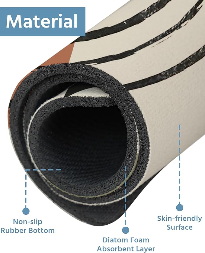 Patterned Sink Faucet Mat Kitchen Splash Guard Super Absorbent Drying Mat, Non-Slip Drain Pad for Kitchen Counter or Bathroom-15x5.5in