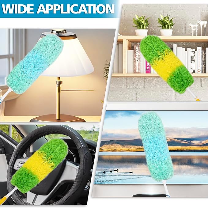 2 Pack 20-inch Microfiber Dusting Dusters with Non-Slip Handles and Bendable Microfiber Duster Heads, Perfect for Household Cleaning, Office Cleaning, and Car Cleaning, Feather Duster for Cleaning