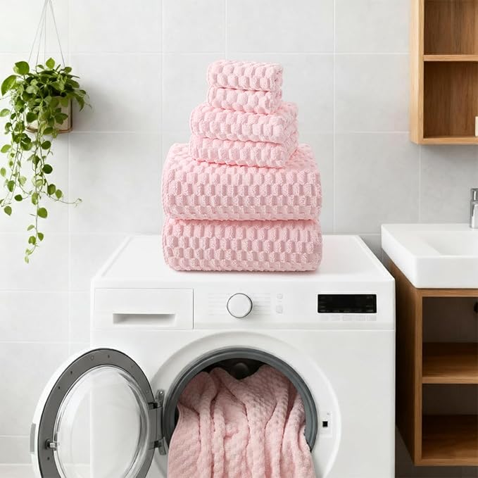 REDKISS Pink Microfiber Bath Towels Set of 6-35x70 Inches Oversized Bath Sheets, Extra Large Bath Towels Set of 6 for Adults, Super Soft Quick Dry Lint Free Absorbent Microfiber Shower Towels