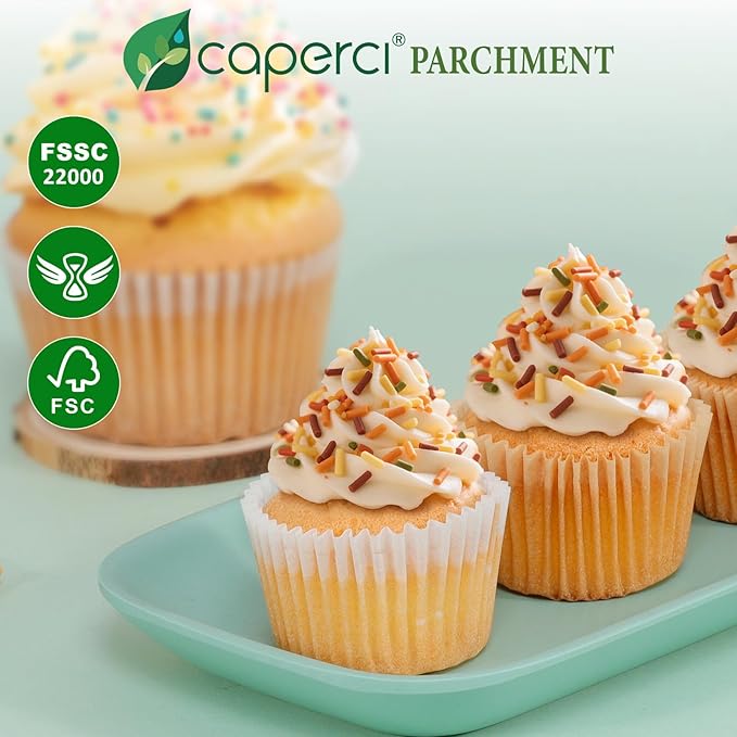 Caperci Parchment 400pcs Mini Cupcake Liners for Baking - Natural Paper Muffin Liners for Mini Muffin Pan, Balanced Non-Stick/Excellent Grease-proof, No Smell, Food Grade (Natural)