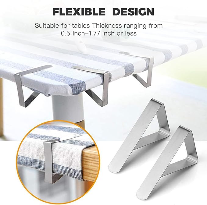 Tablecloth Clips, 60 Pack Table Cloth Holder Clips, Stainless Steel Tablecloth Clips for Outdoor Tables Restaurant Picnics Marquees Weddings Graduation Party (60pcs)