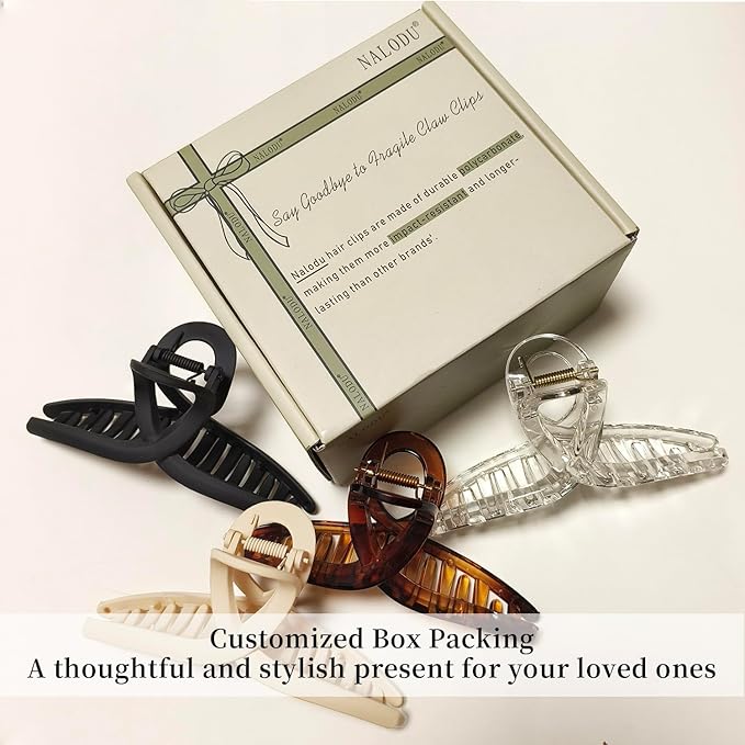 5 Inch Hair Claw Clips Extra Large No Slip Big Matte Jaw XL Clip for Thick Curly Long Hair Women, 4 Pack