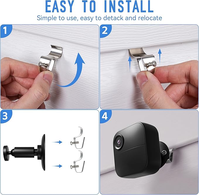 HUXOR (10 Pack) Vinyl Siding Clips Hooks, No-Hole Needed Outdoor Siding Hangers for Mounting Home Security Cameras, Stainless Steel