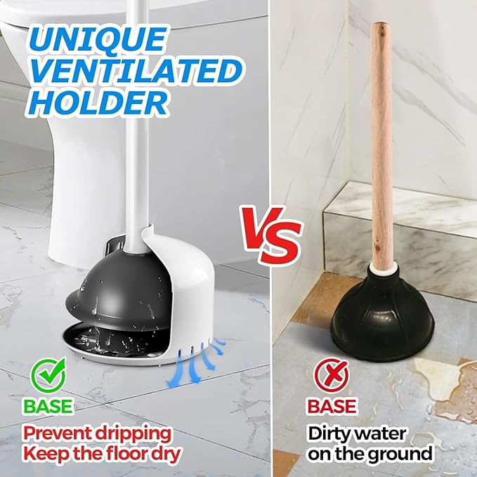 FORASTO 2Pack Toilet Plunger with Holder,Plungers for Bathroom with Holder,Heavy Duty Plunger with Cover,Bathroom Decor，Bathroom Accessories，Toilet Bowl Cleaners,Cream White